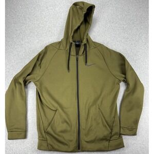 Nike Dri-FIT Olive Green Full Zip Hoodie Mens L Performance Athleisure